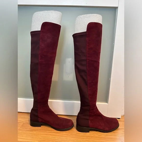 Genuine Stuart Weitzman 5050 Burgundy Over-the-Knee Boots 7 M - Picture 3 of 9